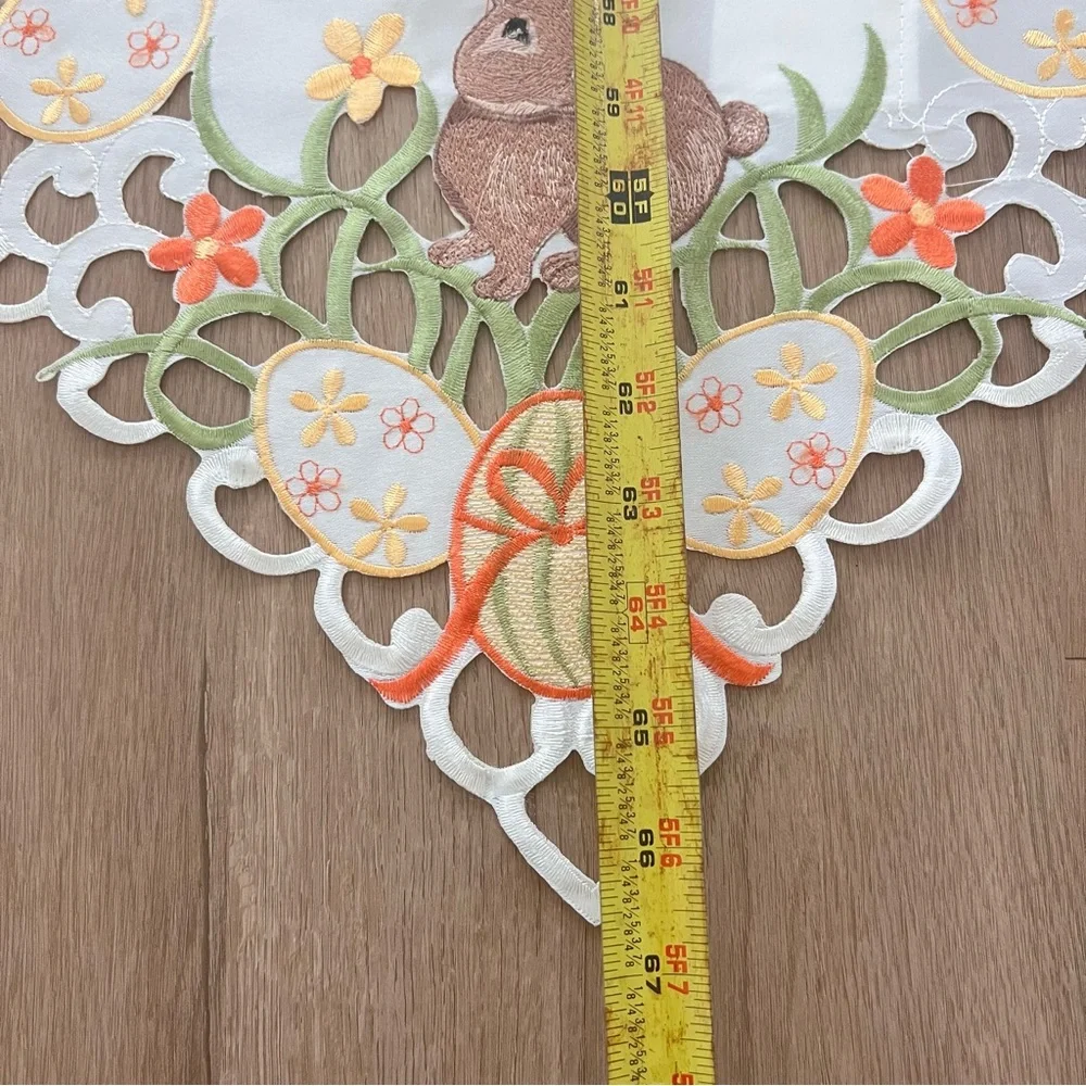 NEW Table Runner, Embroidered Easter Rabbit Eggs 67” X‎ 12.25”